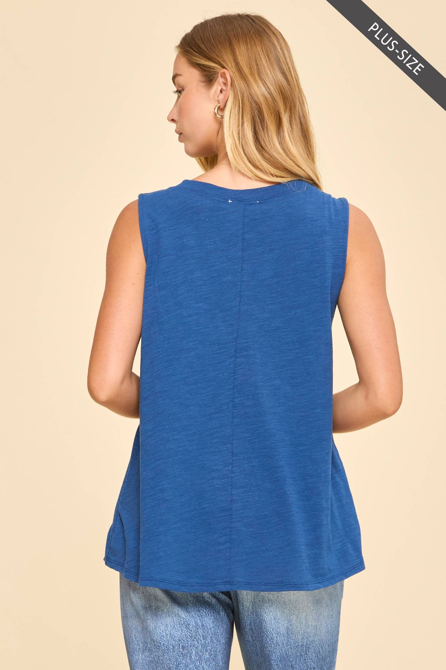 Navy Flow V-Neck Cotton Top