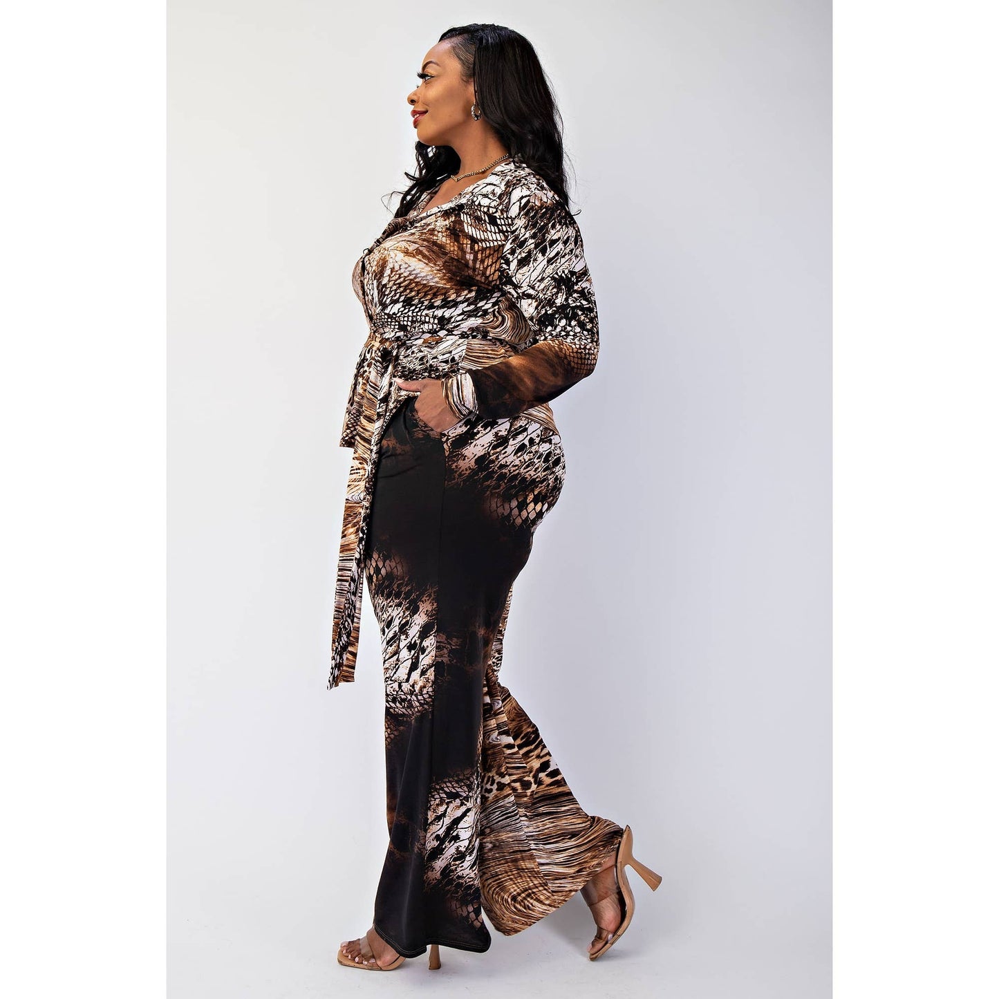 The Jungle Animal Print Wide Leg Pant & Top Set