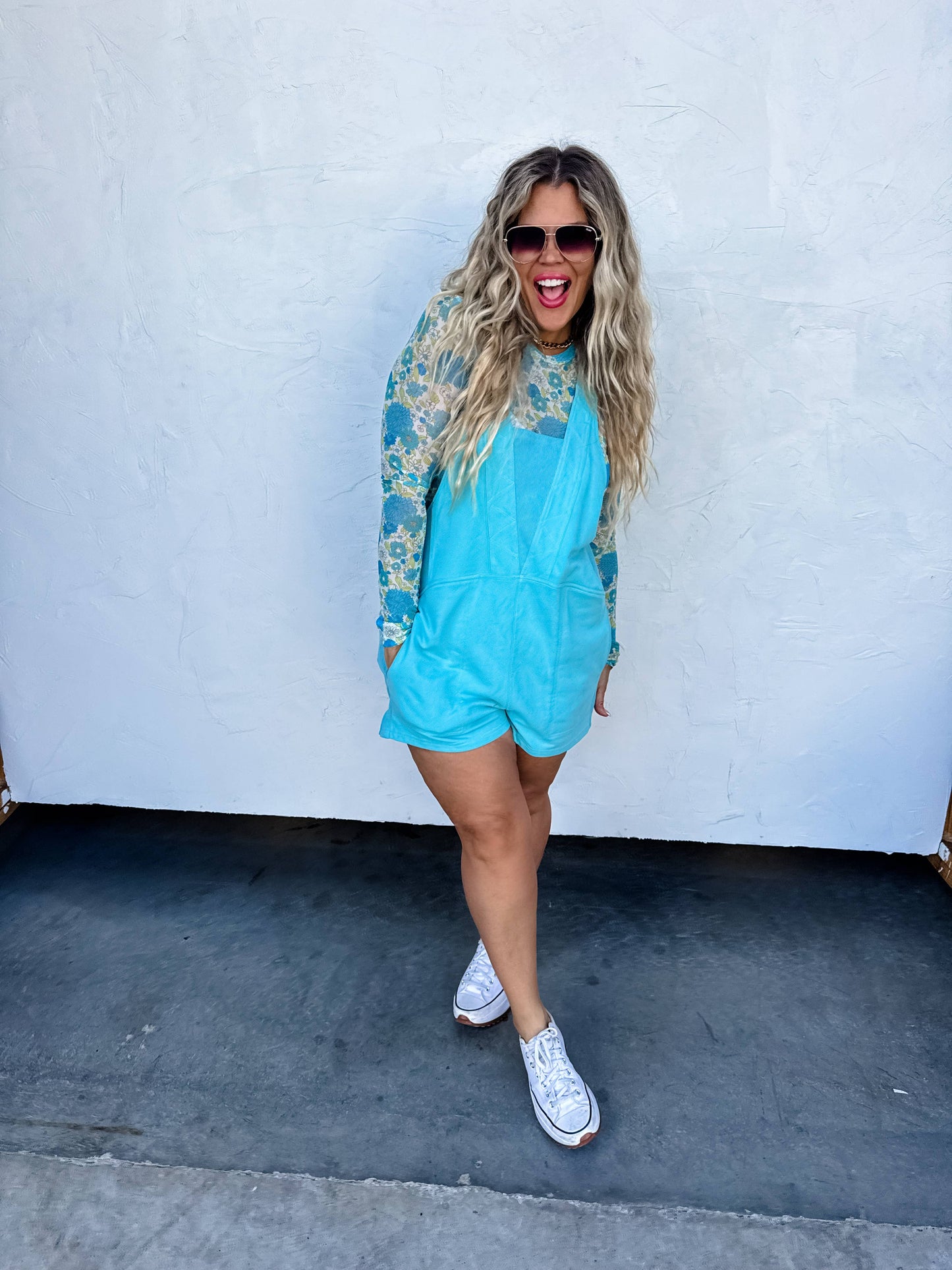 BLAKELEY - BLUE VINTAGE FLORAL MESH TOPS