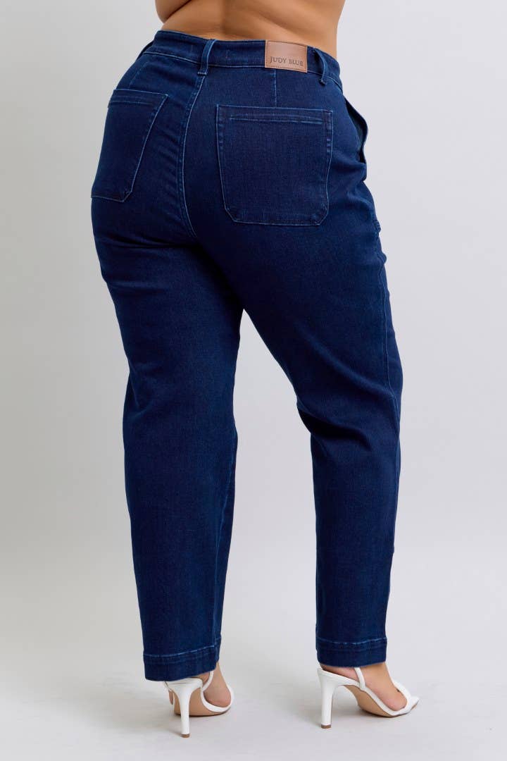 Judy Blue Jeans - High Waisted Work Wear Knee Patch Straight-