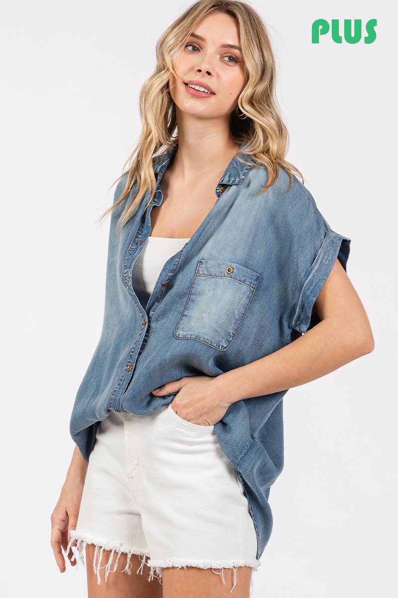Washed Roll Up Soft Denim Shirt