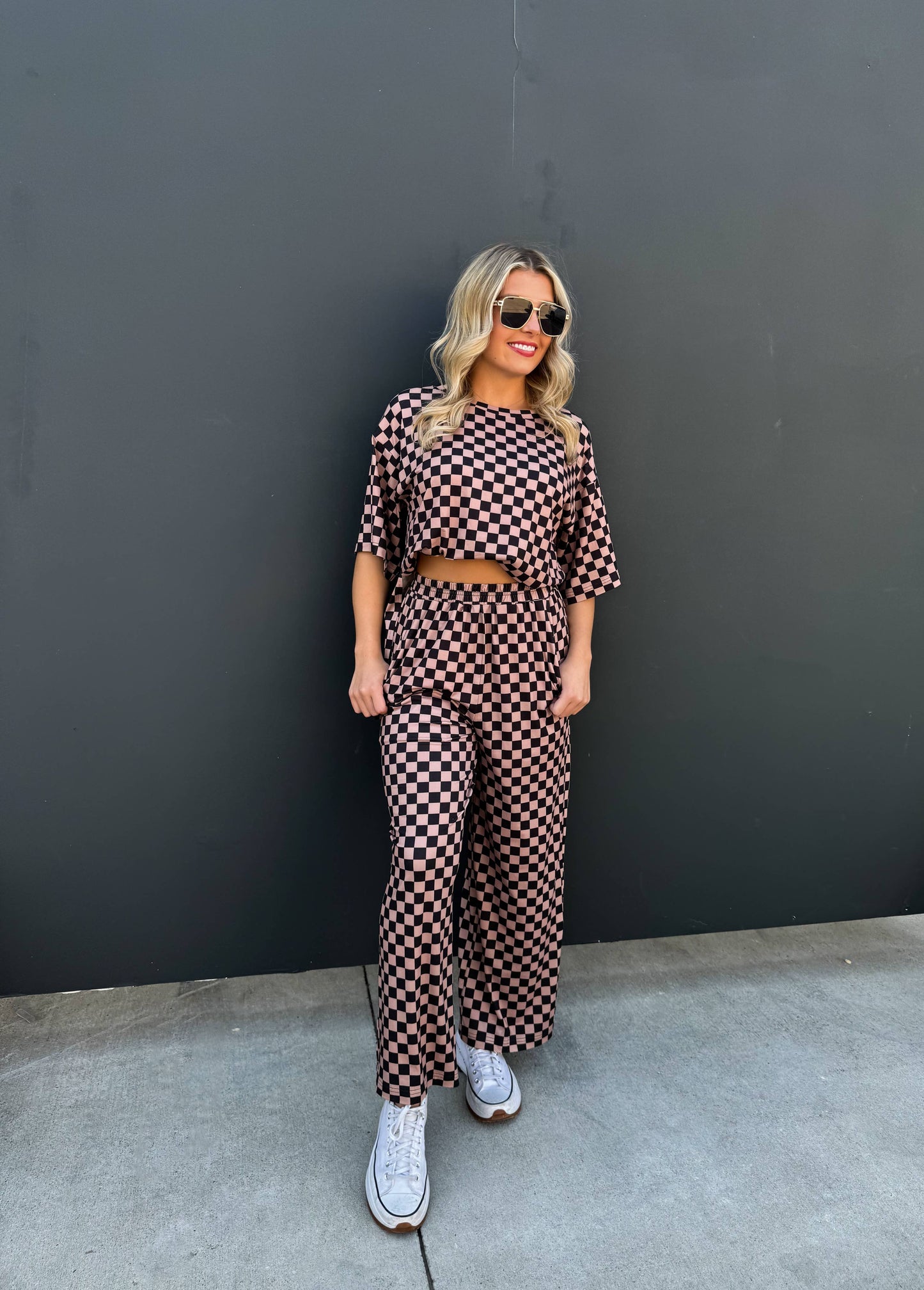 BLAKELEY - BOLD BLOCK CHECKER PANTS- NEUTRALS
