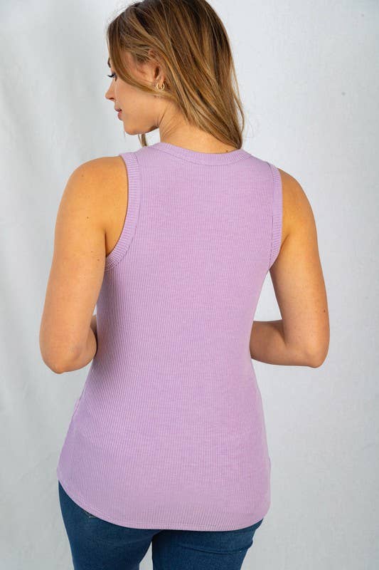 White Birch -Lavender Sleeveless Solid Knit Top