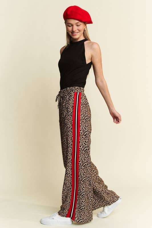 JADE BY JANE - CURVY LEOPARD CONTRAST TROUSER W/ RED PANEL