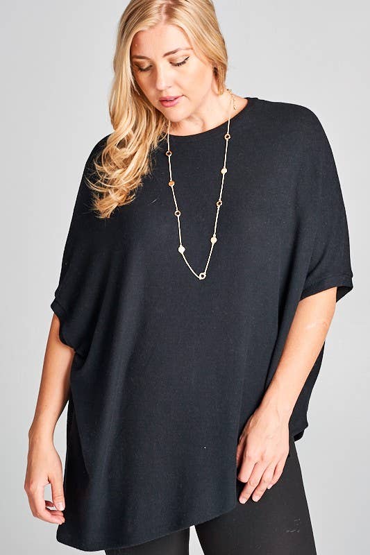 Emerald- Black Two-Tone Soft Hacci Brush Pullover