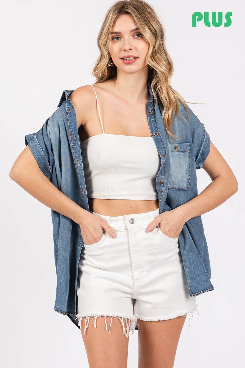 Washed Roll Up Soft Denim Shirt