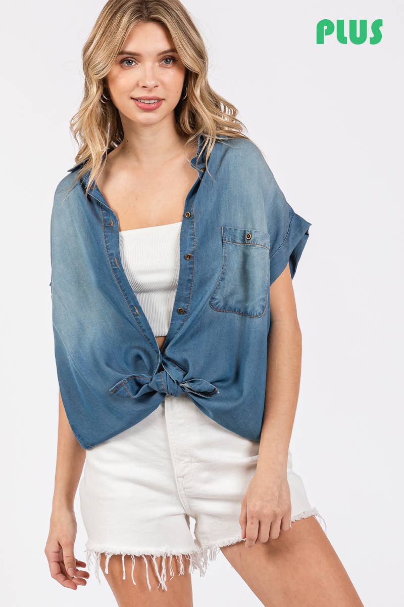 Washed Roll Up Soft Denim Shirt