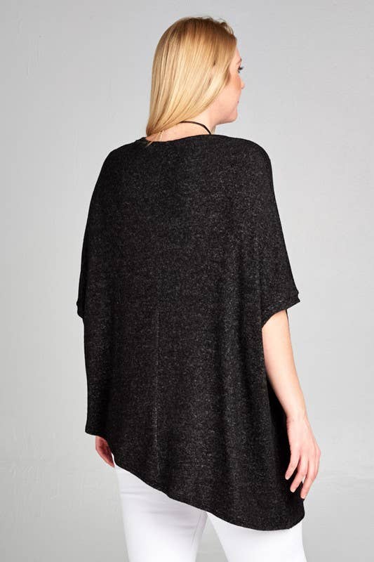 Emerald- Black Two-Tone Soft Hacci Brush Pullover