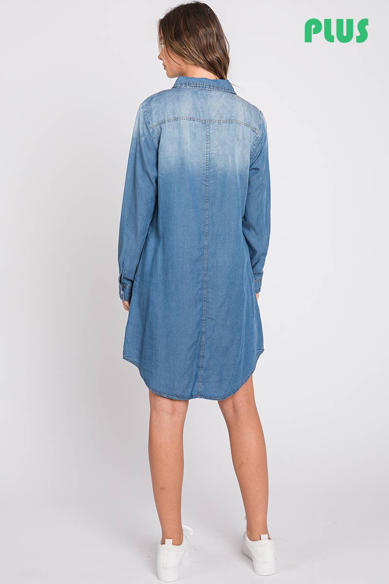 Washed Denim Curvy Shirt Dress/Duster ***Size Up One***