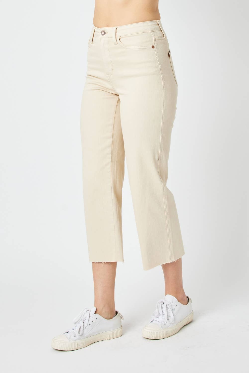 Judy Blue Jeans - Bone High Waist Garment Dyed Crop Wide