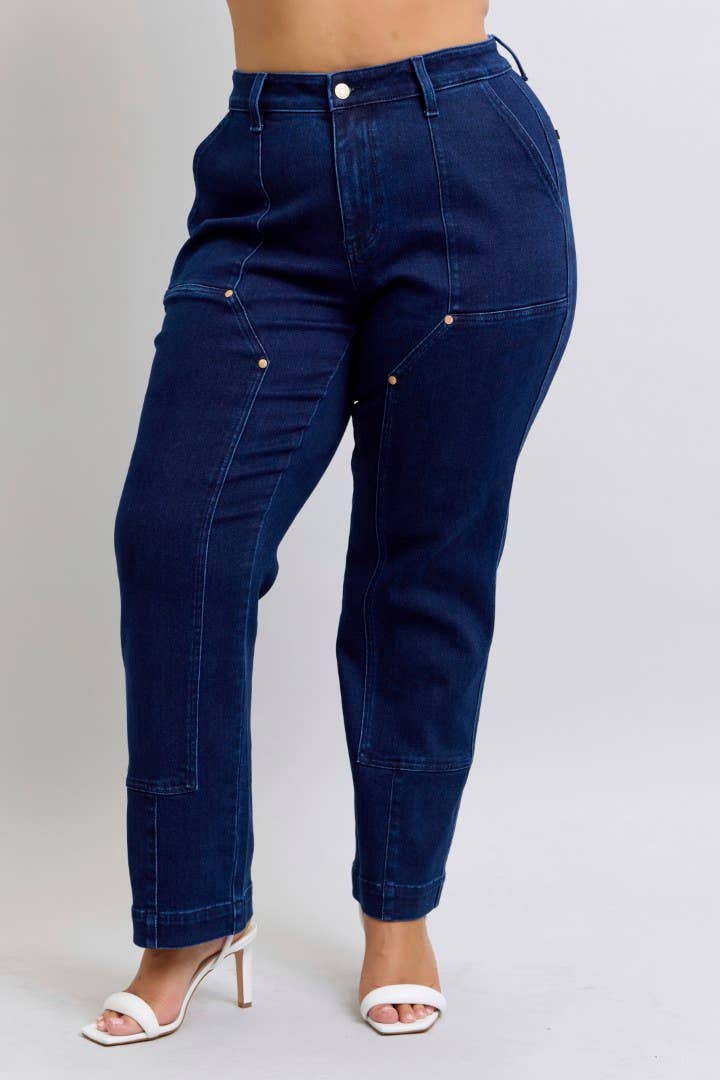 Judy Blue Jeans - High Waisted Work Wear Knee Patch Straight-