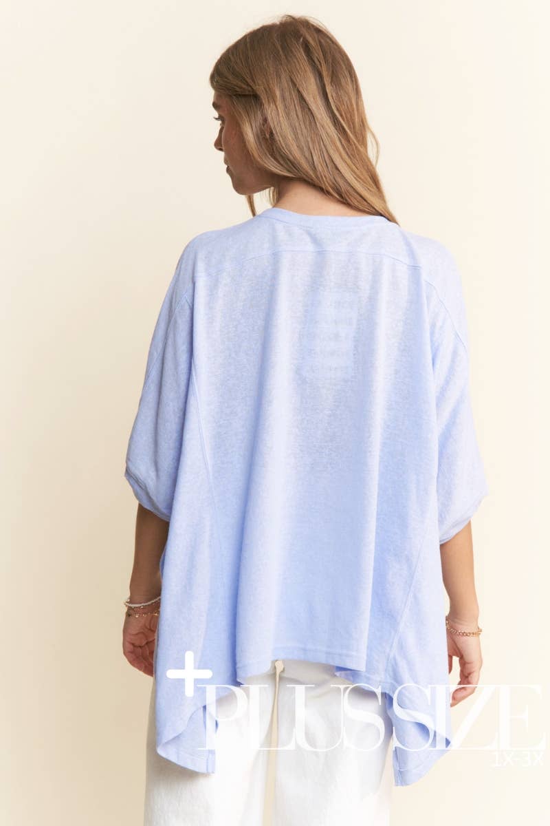 Pastel Blue- Oversized Poncho Tee