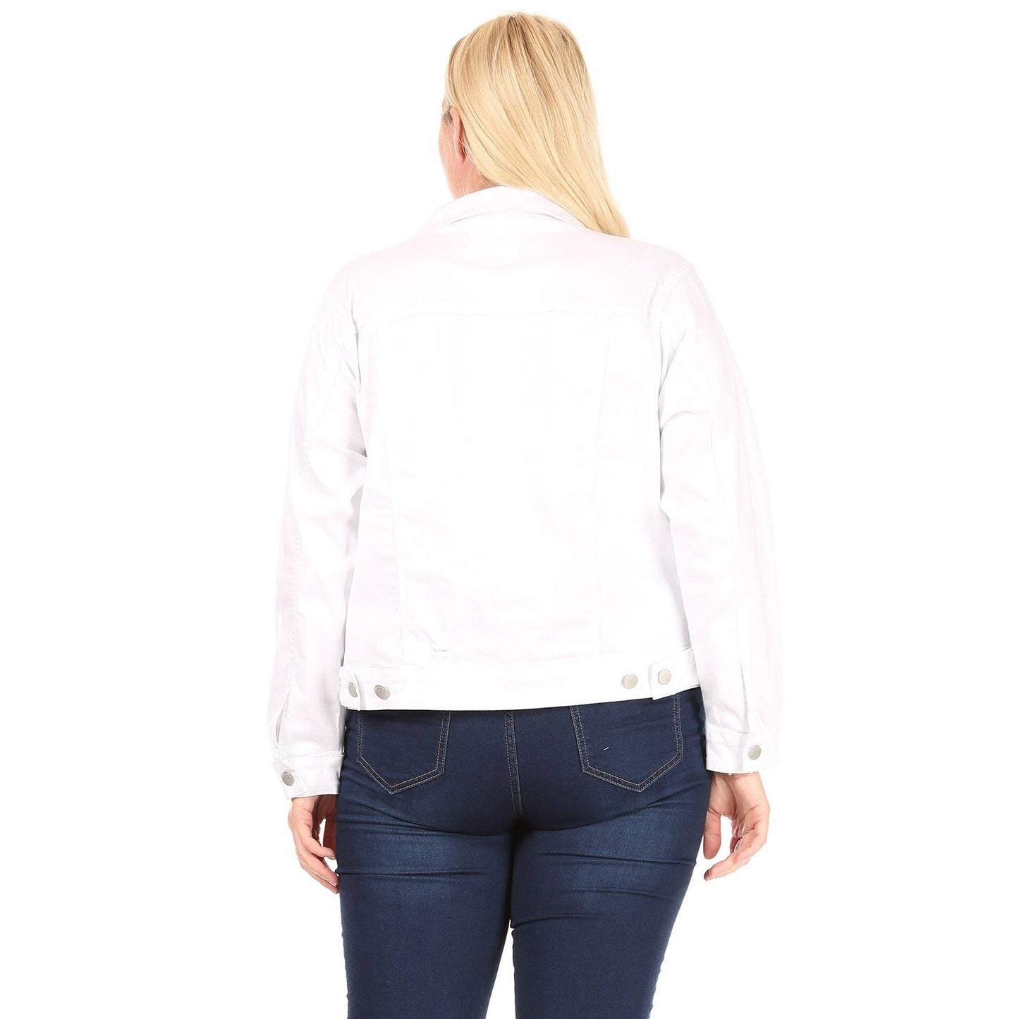 Curvy White Distressed Denim Jacket