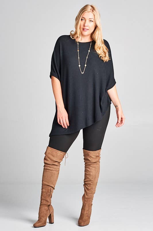 Emerald- Black Two-Tone Soft Hacci Brush Pullover