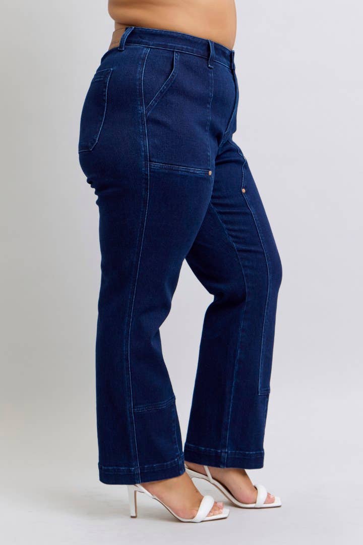 Judy Blue Jeans - High Waisted Work Wear Knee Patch Straight-