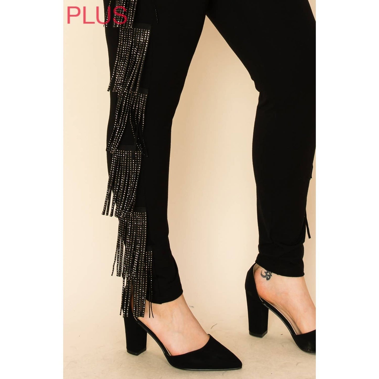 VOCAL - CURVY LEGGINGS WITH STUDDED FRINGES