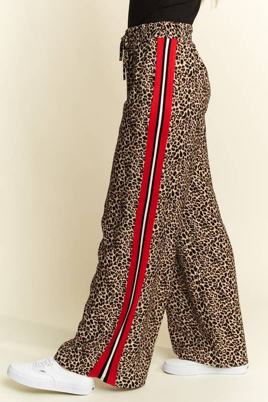 JADE BY JANE - CURVY LEOPARD CONTRAST TROUSER W/ RED PANEL