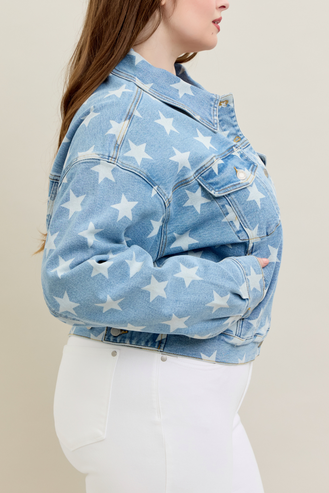 Judy Blue Jeans - All Over Star Print Denim Jacket