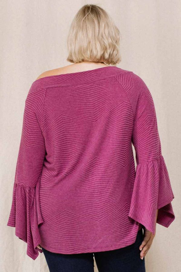Curvy Eggplant Ribbed Dolman Top