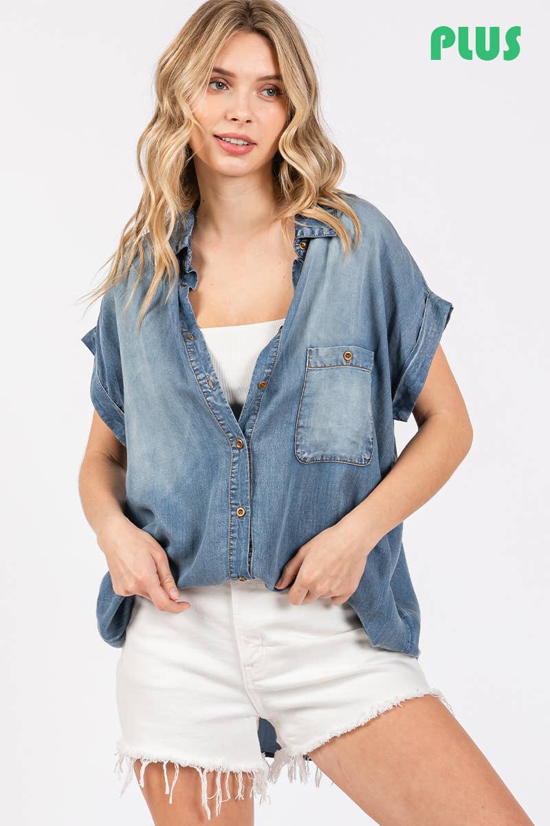 Washed Roll Up Soft Denim Shirt