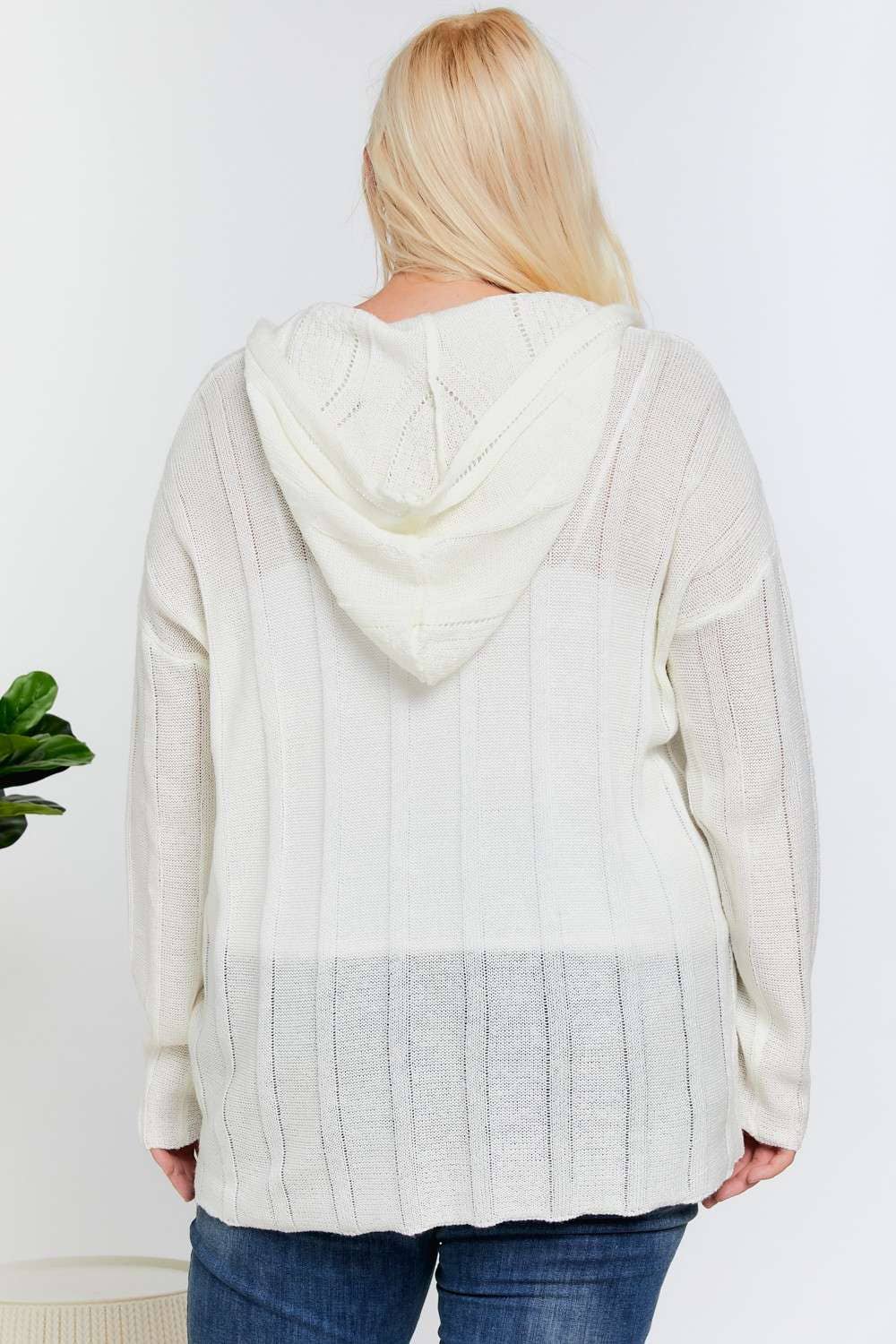 CUVRY V-NECK LONG SLEEVE HOODIE SWEATER TOP