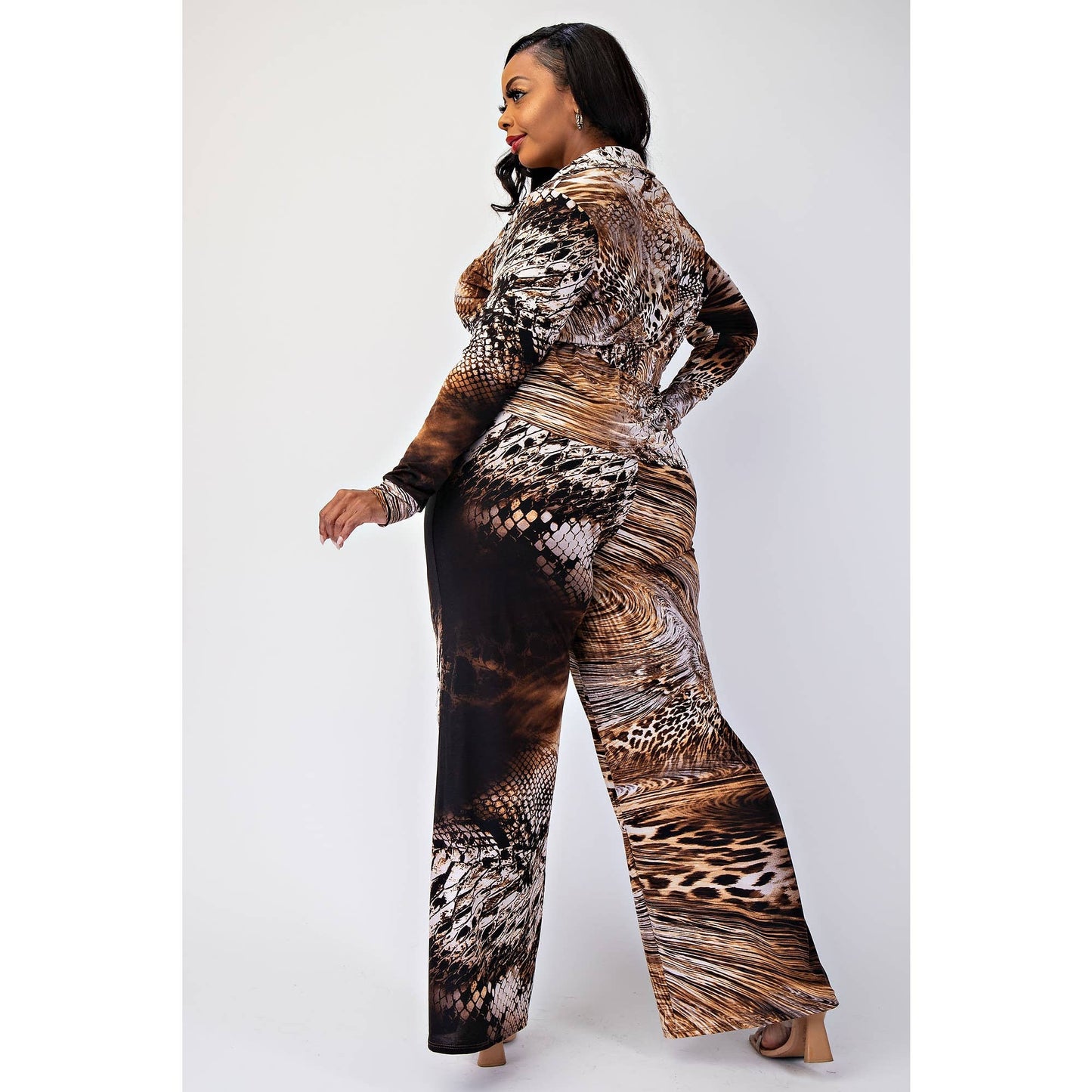The Jungle Animal Print Wide Leg Pant & Top Set
