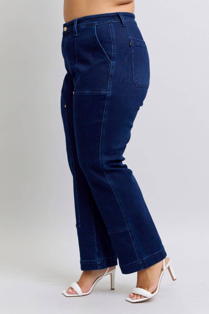 Judy Blue Jeans - High Waisted Work Wear Knee Patch Straight-