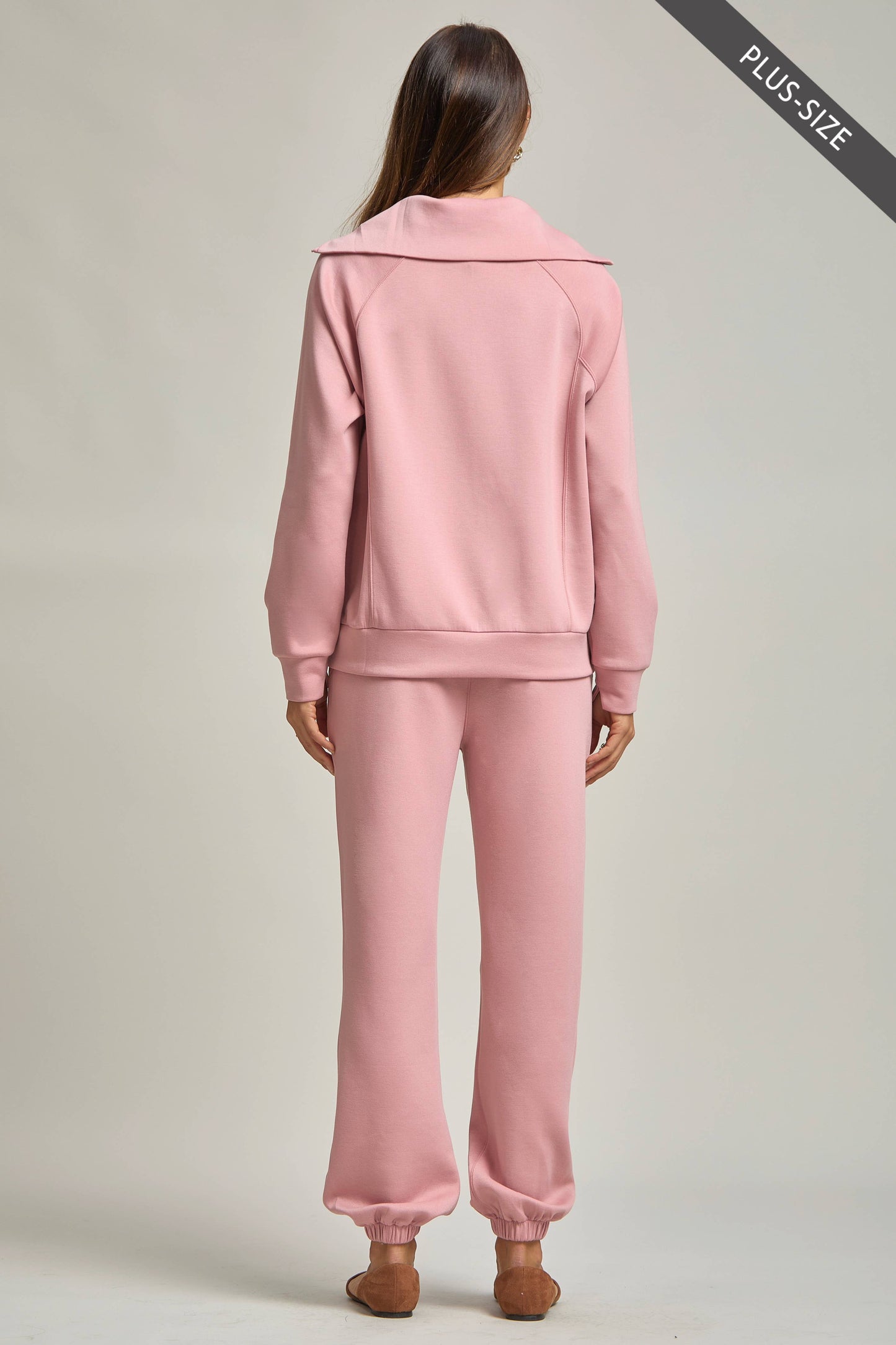 Blush Pink Quarter Zip Pullover + Jogger Modal Travel Set