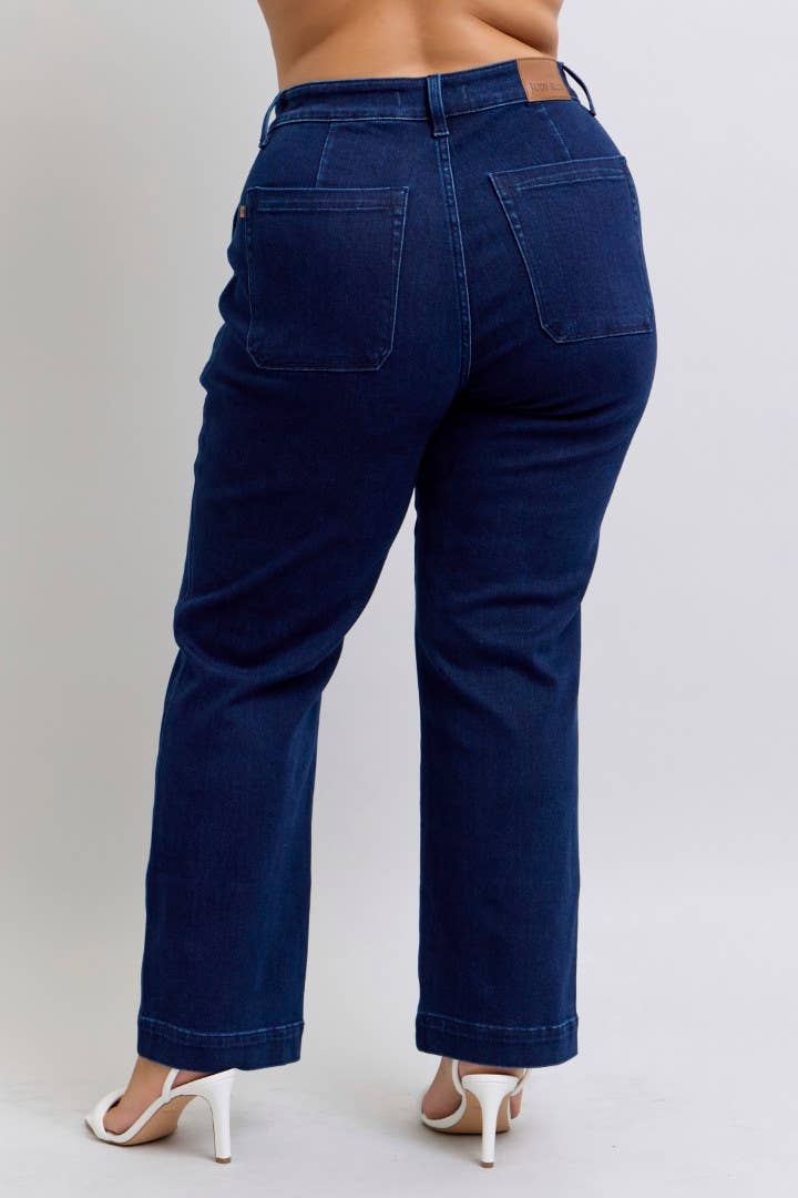 Judy Blue Jeans - High Waisted Work Wear Knee Patch Straight-