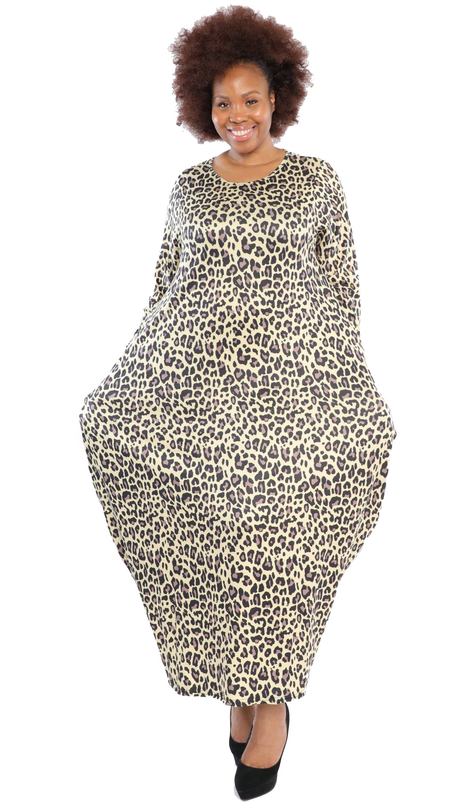 Animal Print Oversize Loose-Fit Dress With Side Pockets - OS