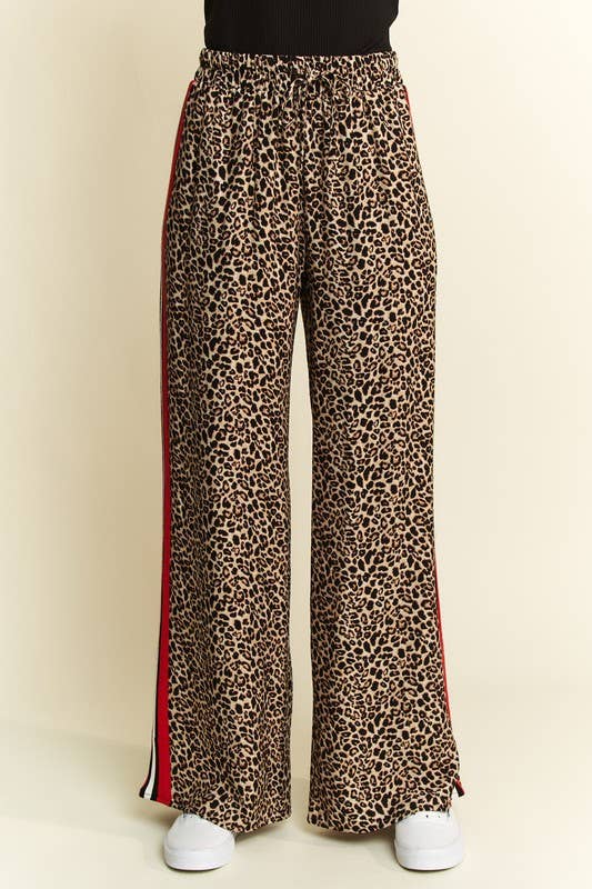 JADE BY JANE - CURVY LEOPARD CONTRAST TROUSER W/ RED PANEL