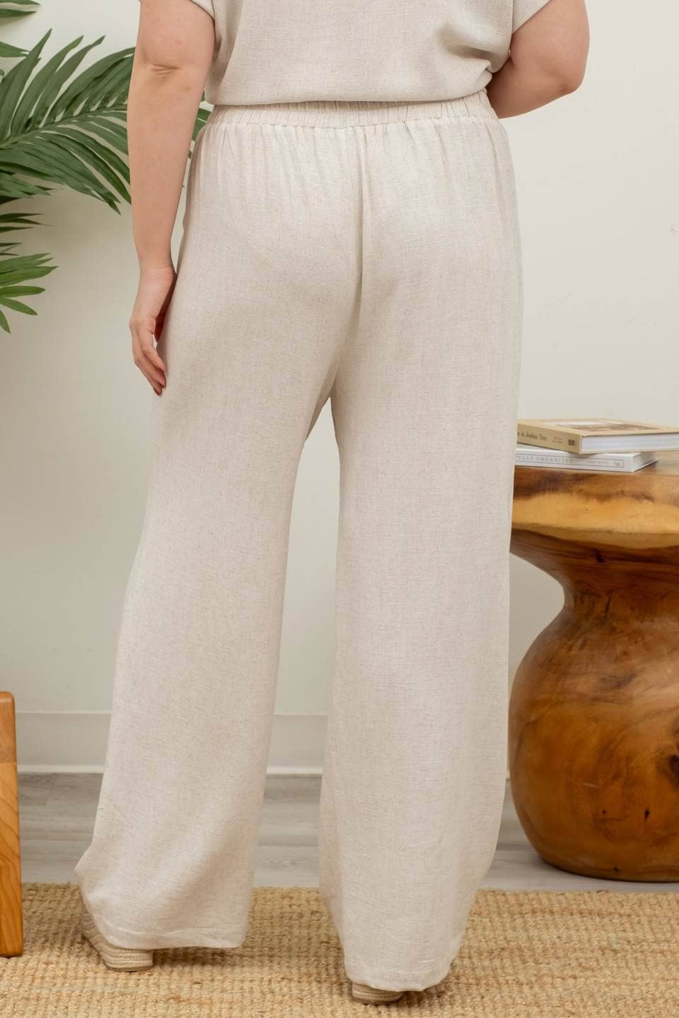 Blu Pepper - 2pc Set Linen Top & High Waist Wide Leg Pants