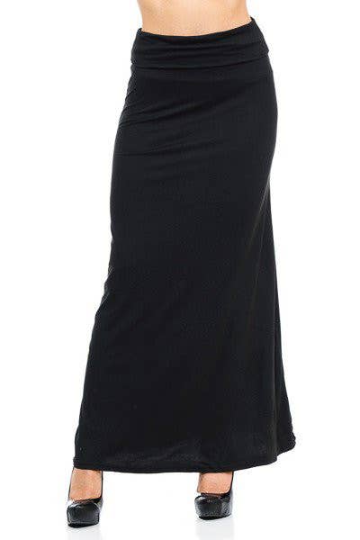 USA Fashion - Curvy OS Black Buttery Smooth High Waist Maxi Skirt