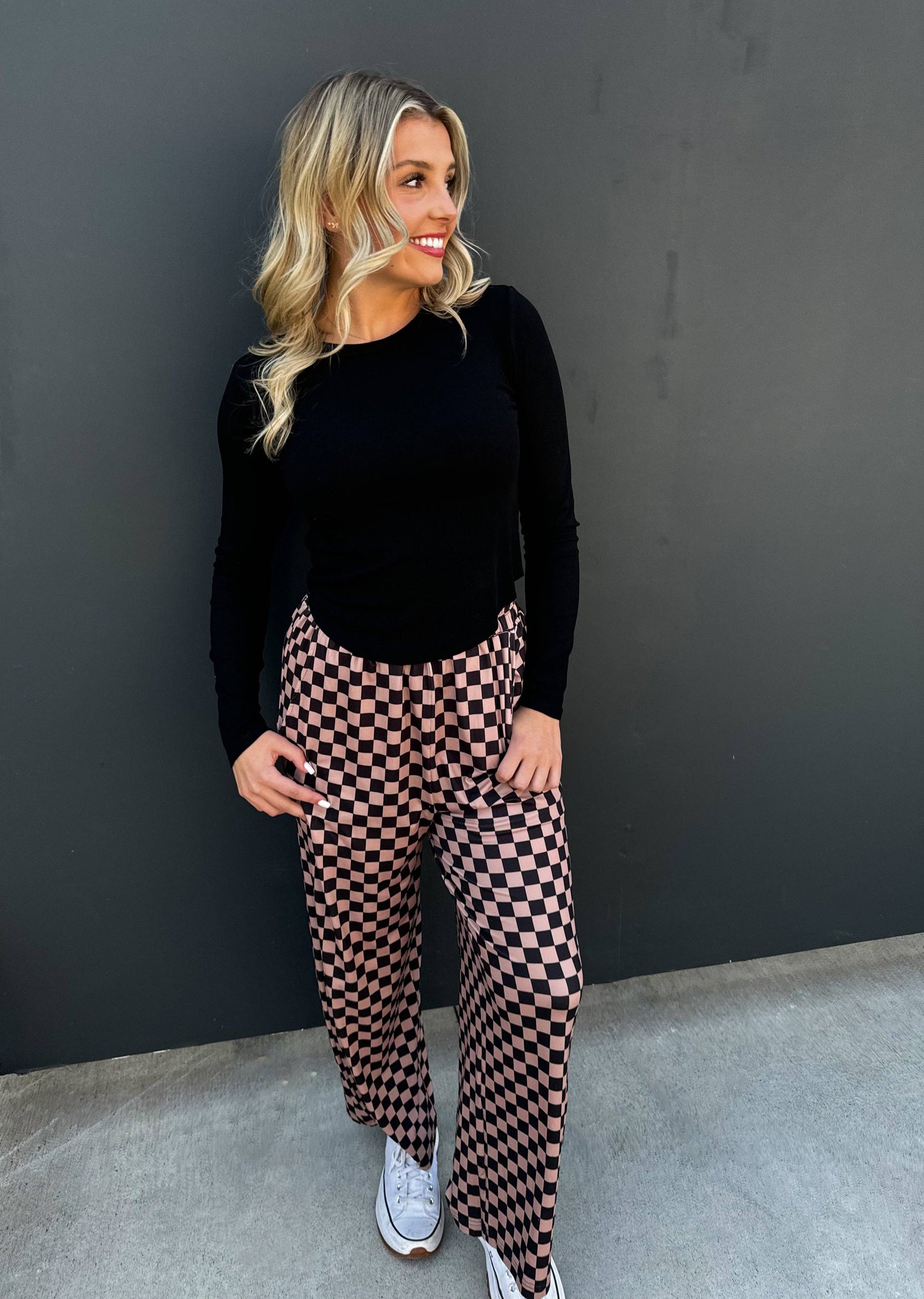 BLAKELEY - BOLD BLOCK CHECKER PANTS- NEUTRALS