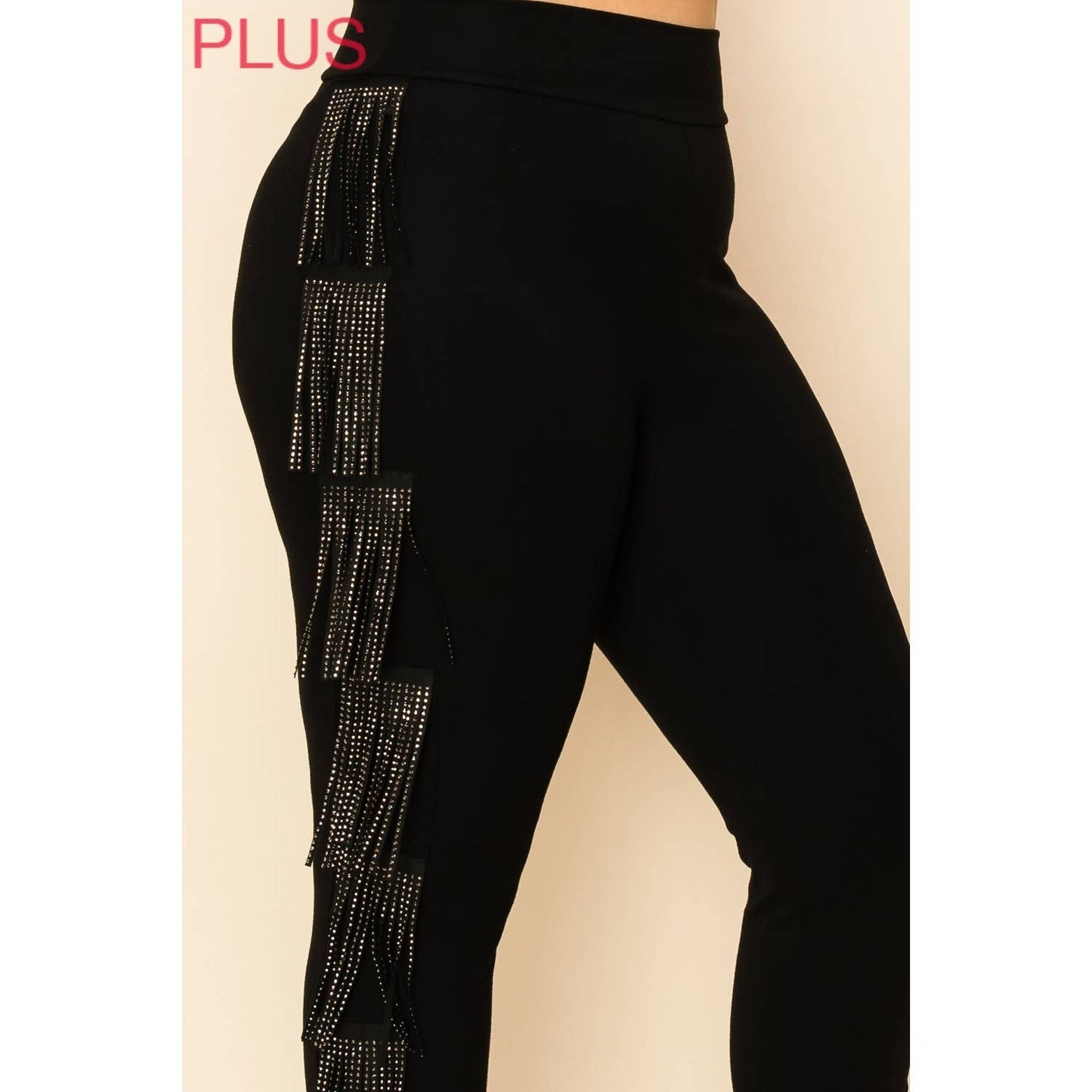 VOCAL - CURVY LEGGINGS WITH STUDDED FRINGES