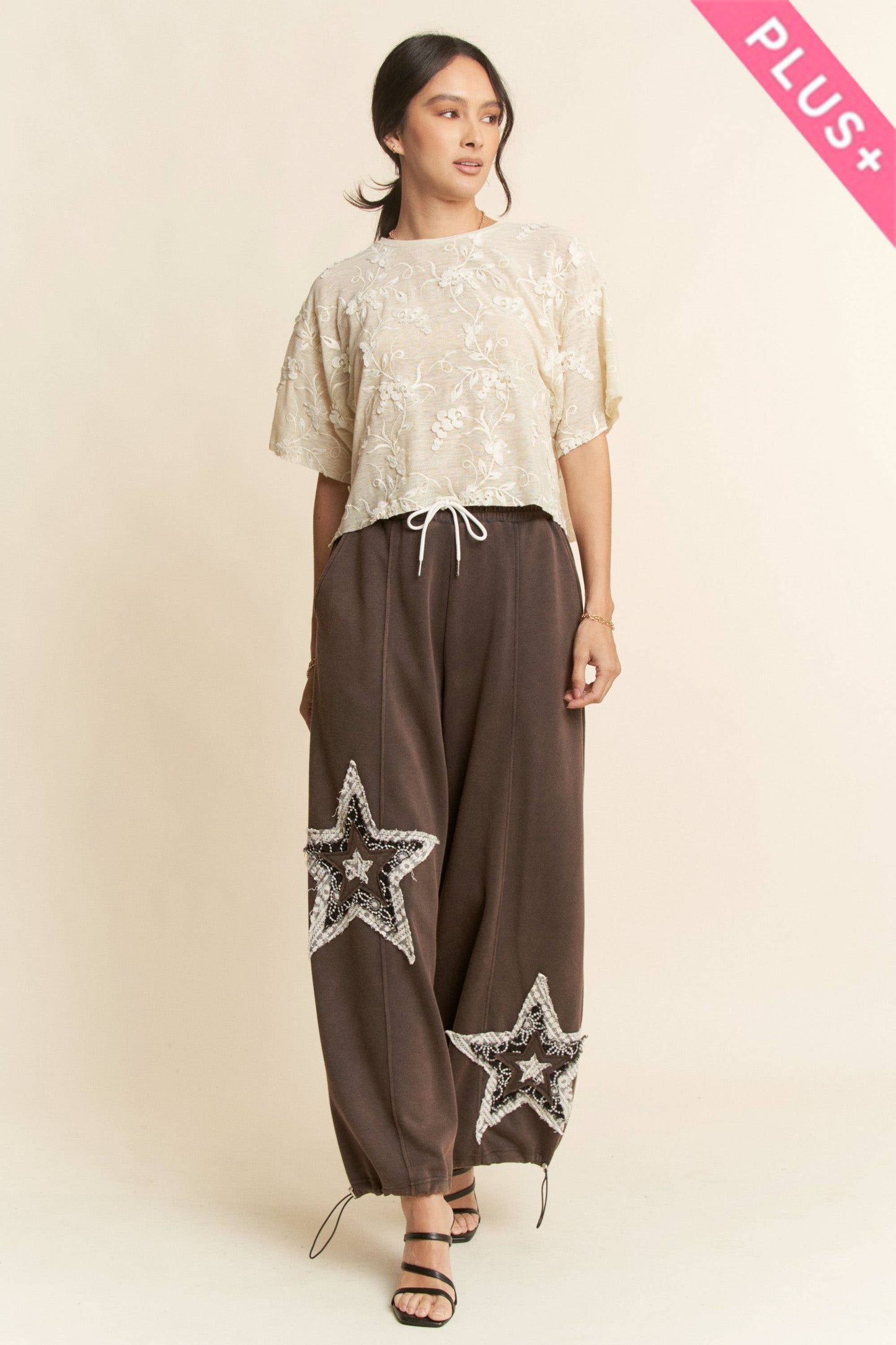 THE CURVY DENIM STAR PATCHWORK PANTS