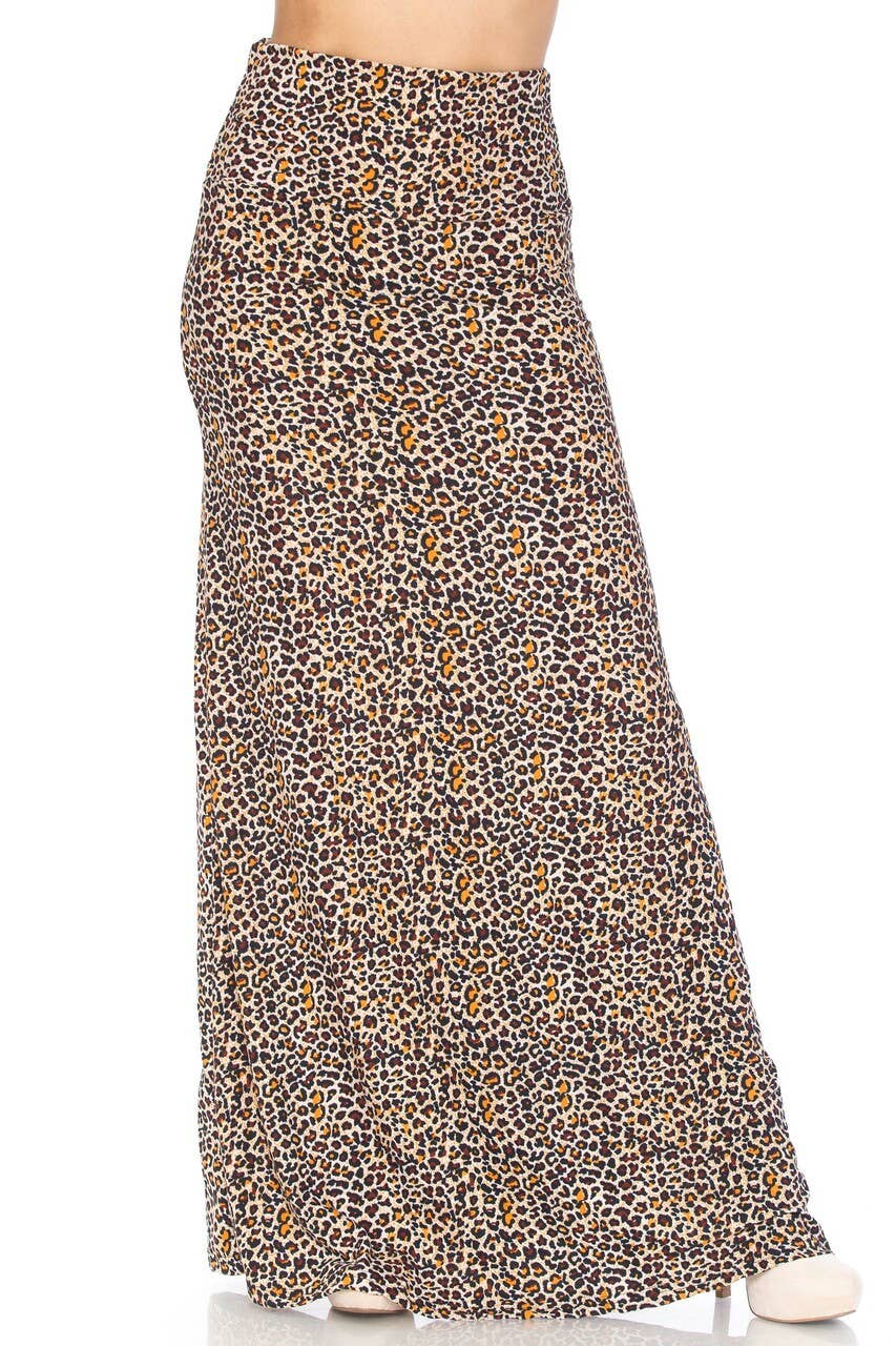 USA Fashion - Curvy One Size Buttery Smooth Leopard Maxi Skirt