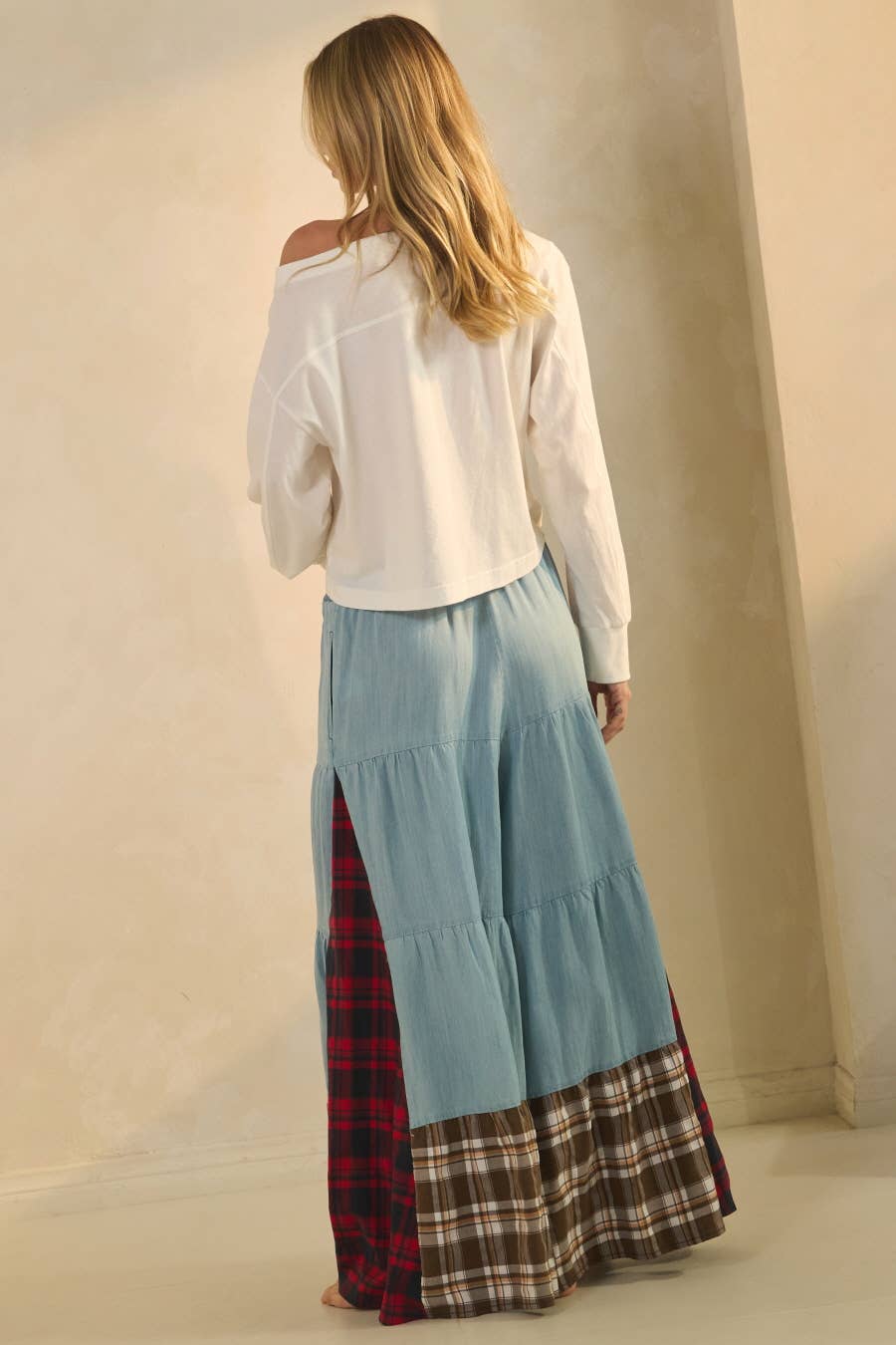 Oddi - Plus Color Block Tiered Pants