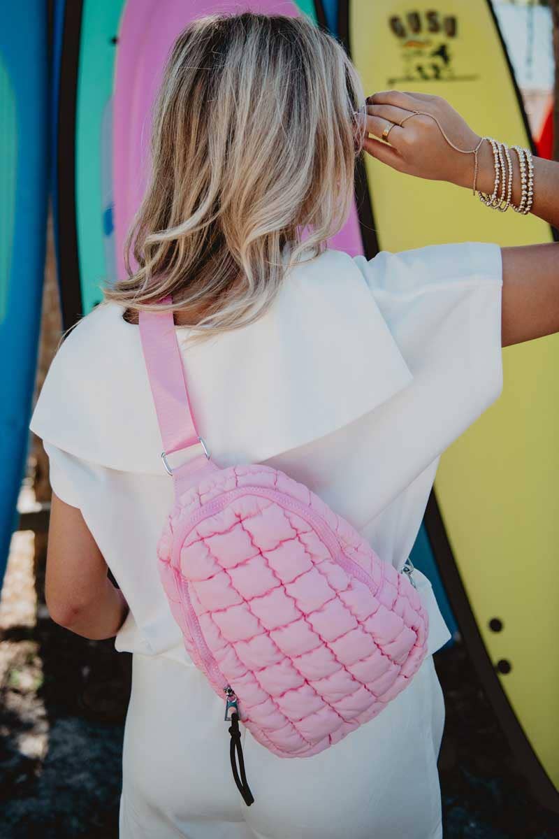 Katydid - Light Pink Quilted Sling Crossbody Bag