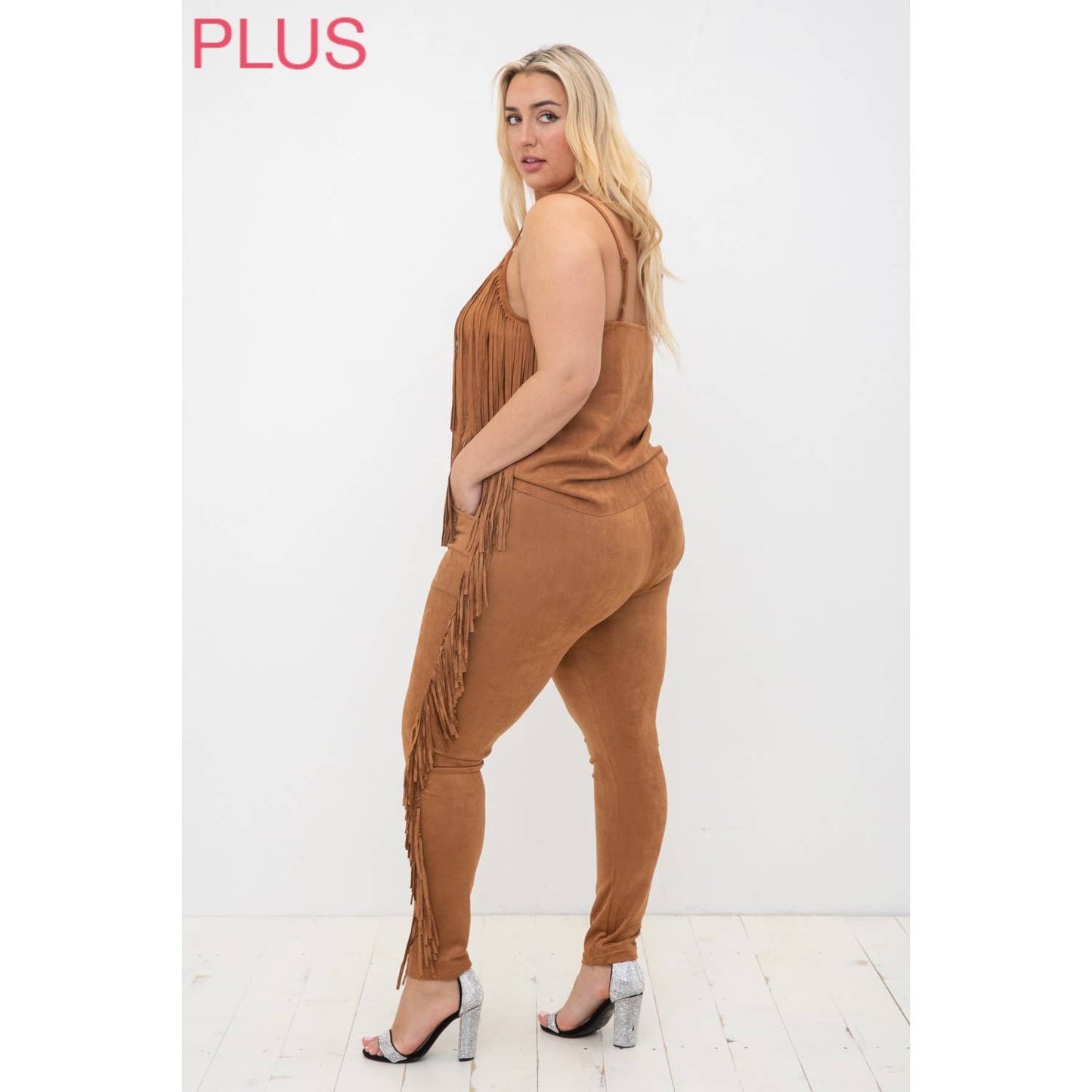 VOCAL - CURVY SUEDE FRINGED PANTS