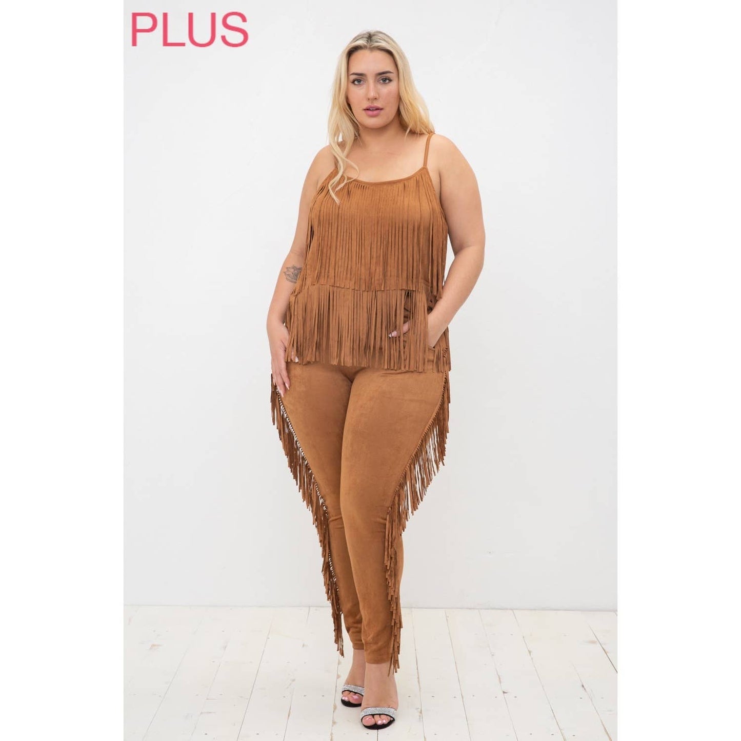 VOCAL - CURVY SUEDE FRINGED PANTS