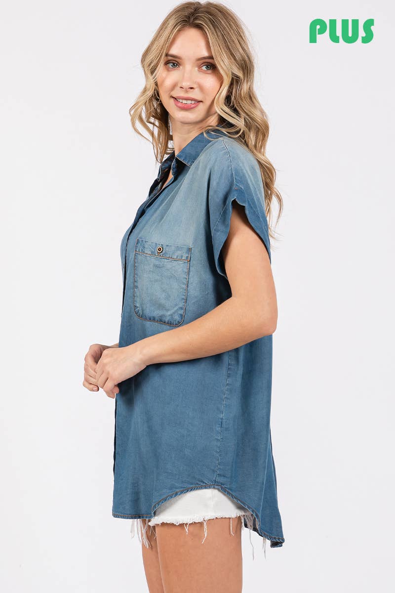 Washed Roll Up Soft Denim Shirt