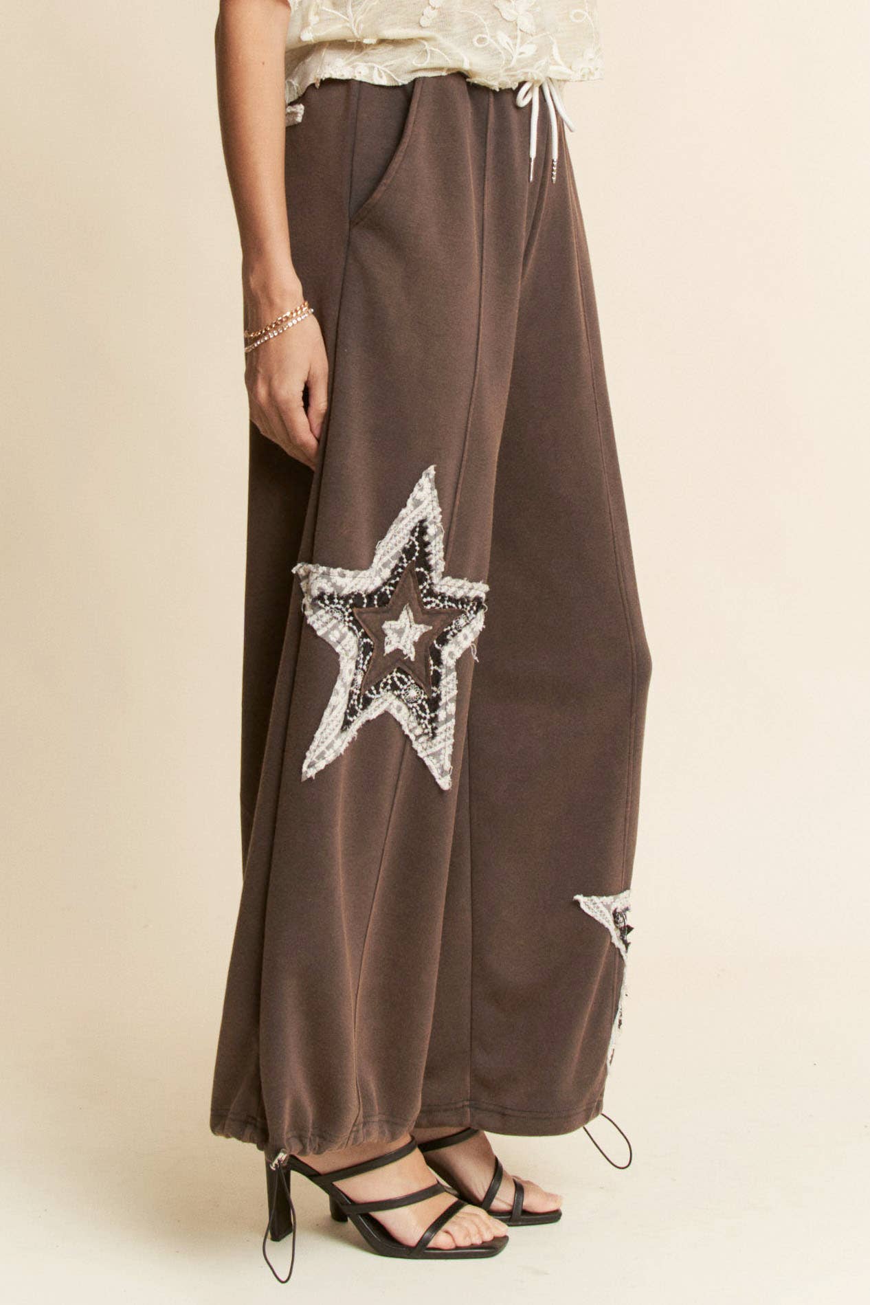 THE CURVY DENIM STAR PATCHWORK PANTS