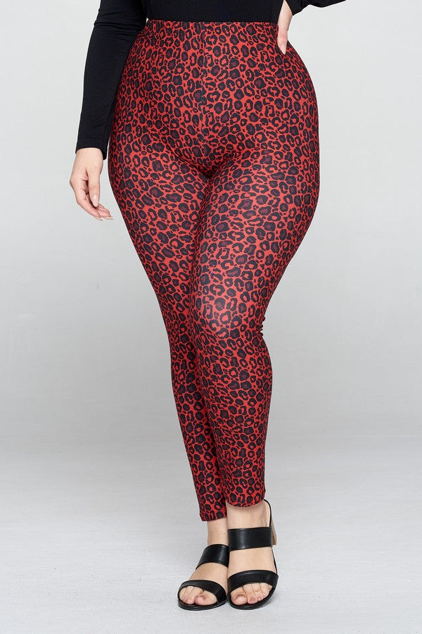 Classic Cheetah Print Peach Skin Leggings-OS