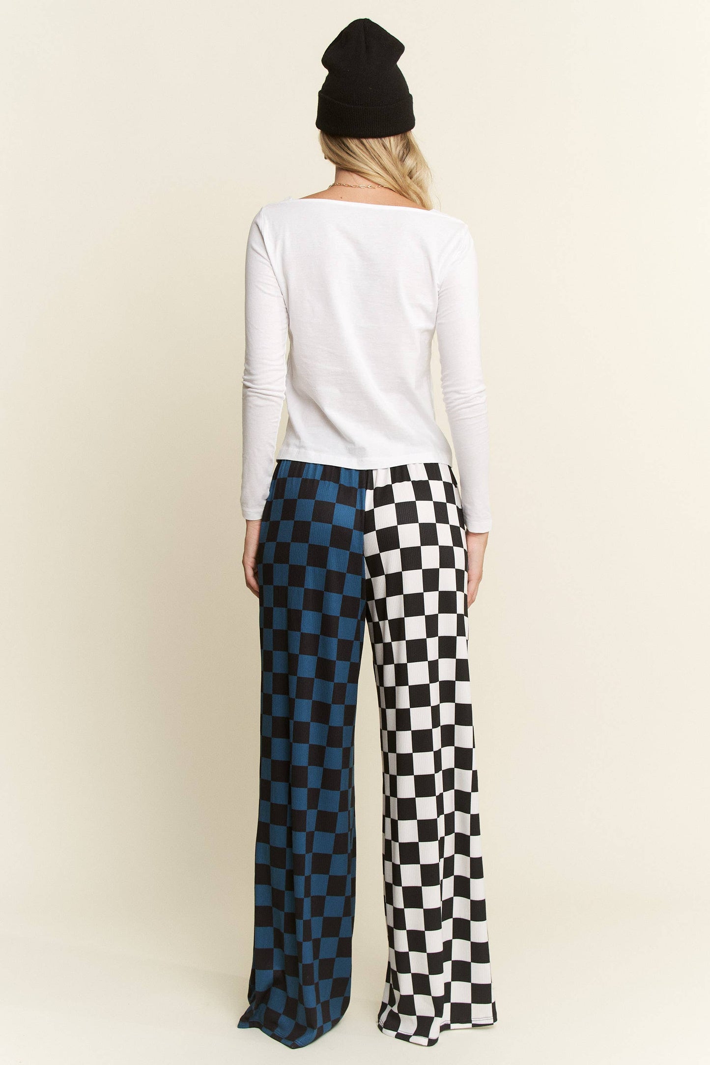 JADE BY JANE - PLUS SIZE SPLIT DECISION CHECKERED PANTS: Brown/Black