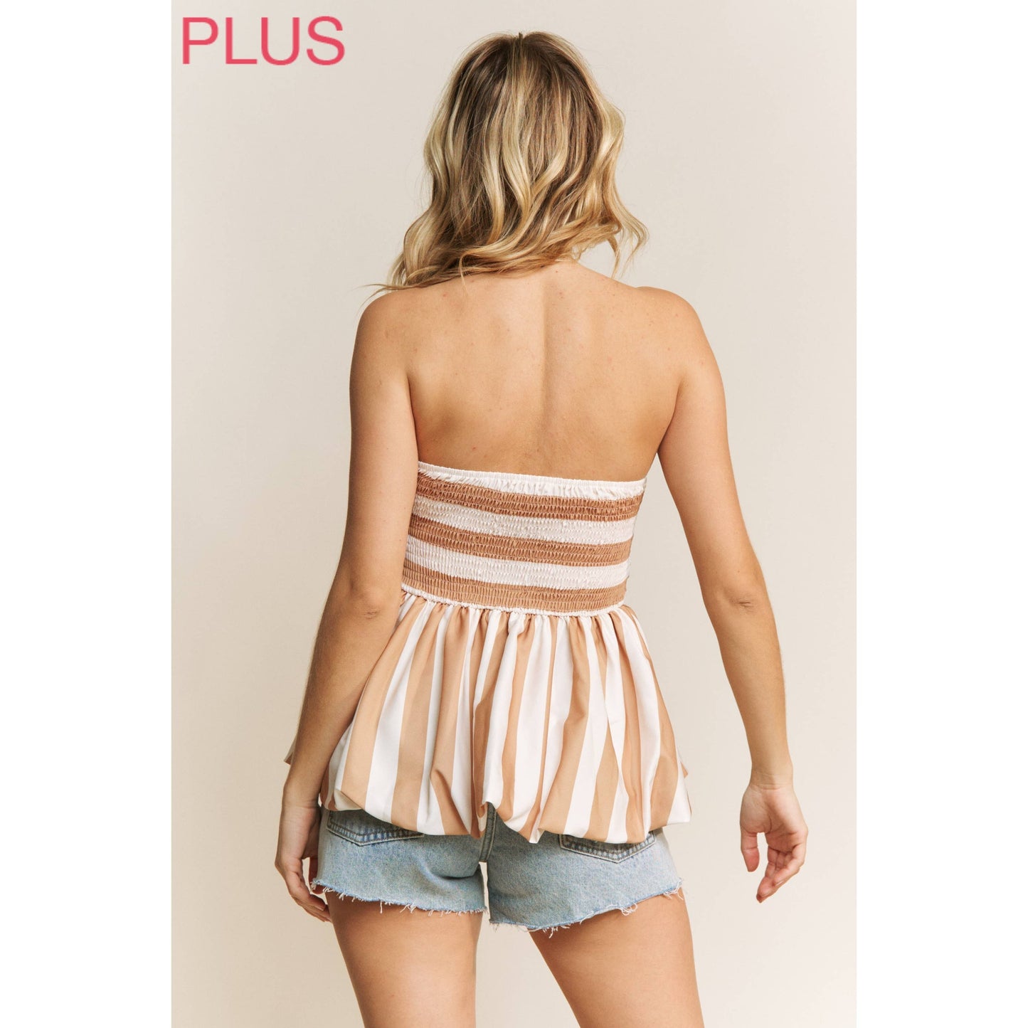 CURVY CUTE BLACK & WHITE STRIPE TUBE PUFF BABYDOLL TOP