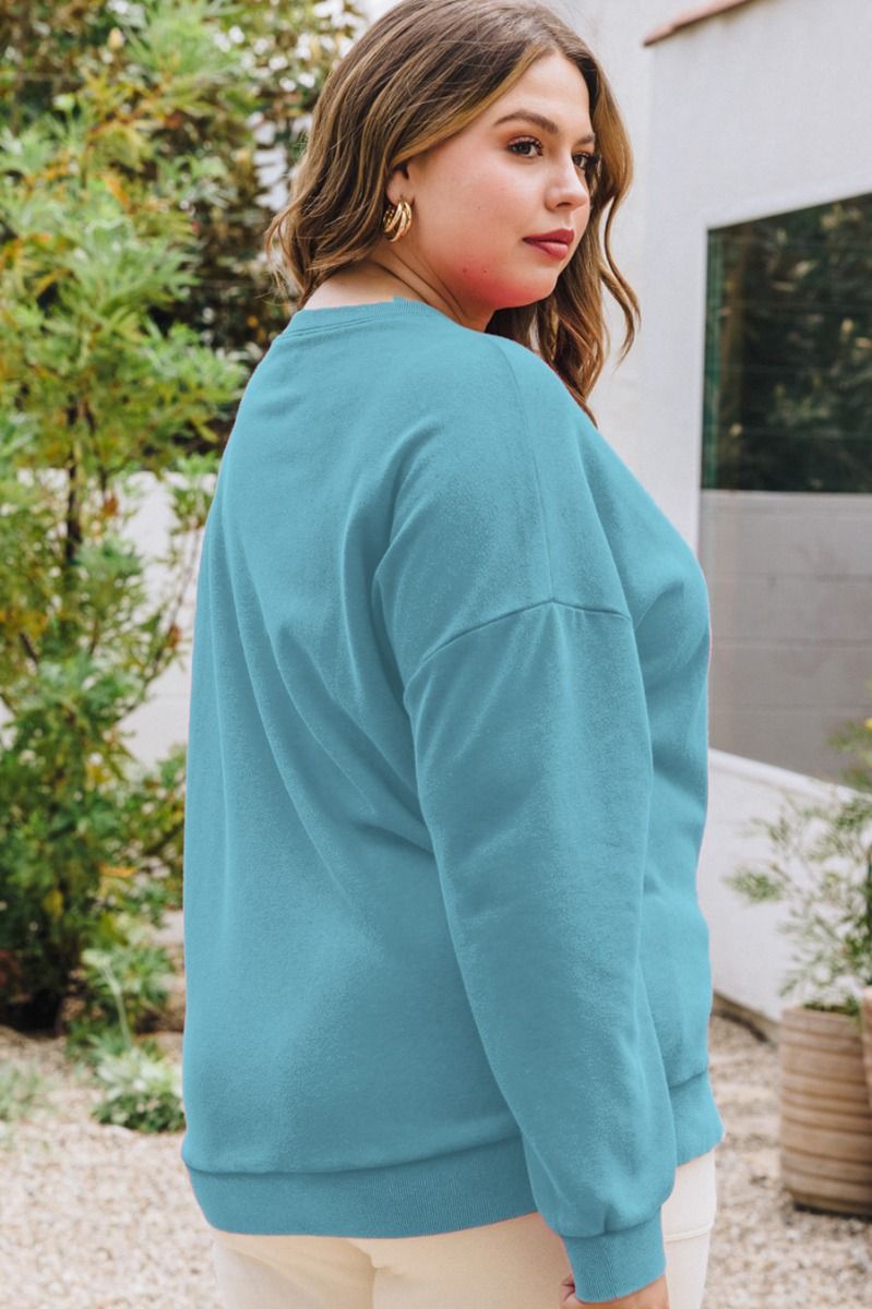 Washed Teal Smiley Face Oversized Sweatshirt