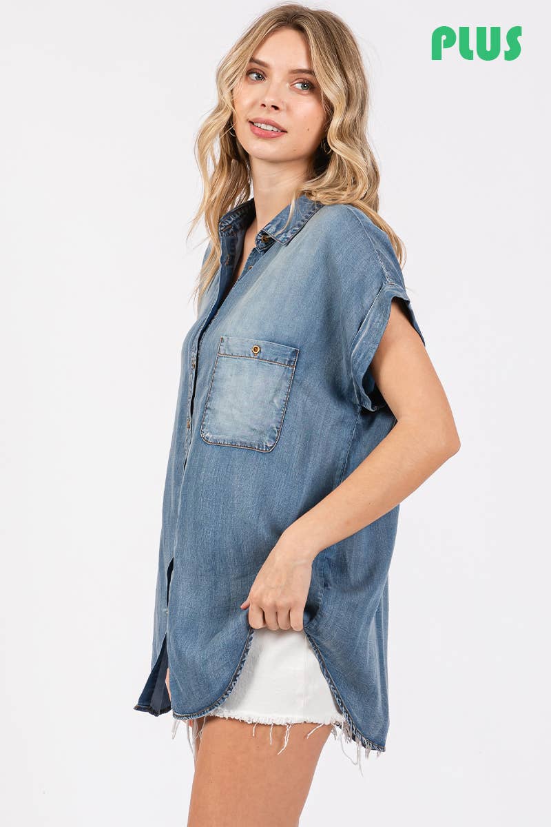 Washed Roll Up Soft Denim Shirt