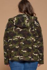 Curvy Camo Fluffy Hooded Jacket