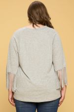 Fringed Solid Print Top (S-L)